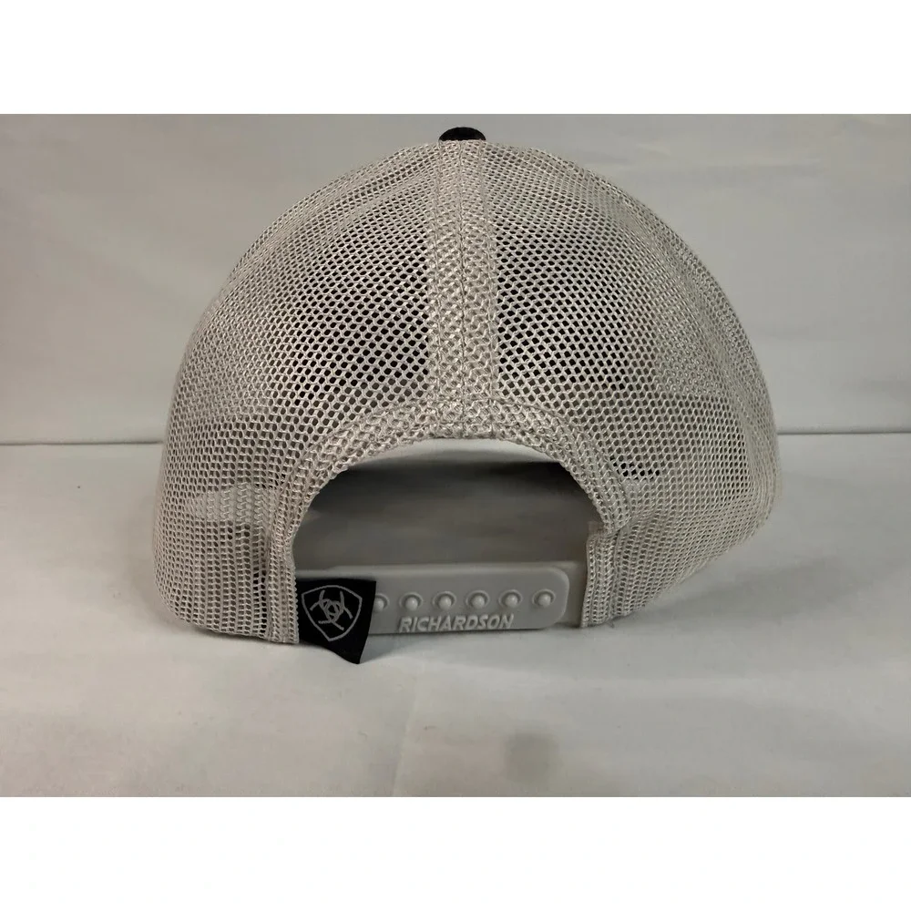 Ariat Richardson 112 Trucker Hat Black Grey Mesh Snapback Logo Patch Cap Mens
